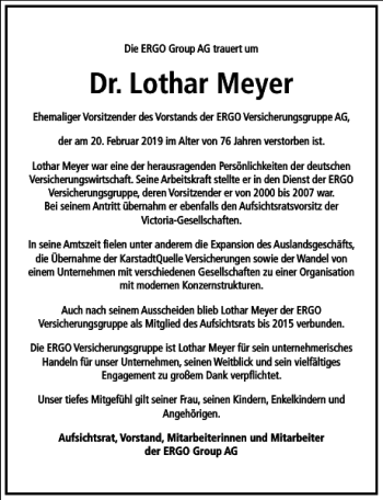 Traueranzeige von Dr. Lothar Meyer von Frankfurter Allgemeine Zeitung