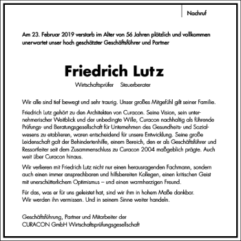 Traueranzeige von Friedrich Lutz von Frankfurter Allgemeine Zeitung