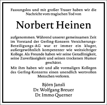 Traueranzeige von Norbert Heinen von Frankfurter Allgemeine Zeitung