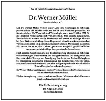 Traueranzeige von Werner Müller von Frankfurter Allgemeine Zeitung