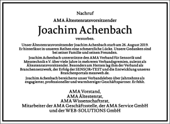 Traueranzeige von Joachim Achenbach von Frankfurter Allgemeine Zeitung