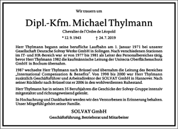 Traueranzeige von Michael Thylmann von Frankfurter Allgemeine Zeitung