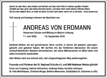 Traueranzeige von Andreas von Erdmann von Frankfurter Allgemeine Zeitung