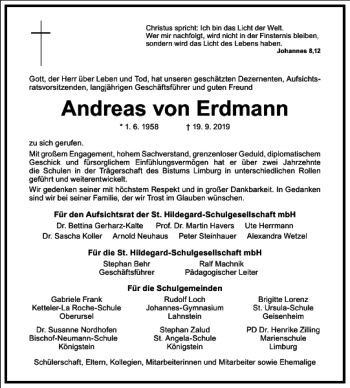 Traueranzeige von Andreas von Erdmann von Frankfurter Allgemeine Zeitung