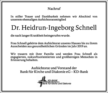 Traueranzeige von Heidrun-Ingeborg Schnell von Frankfurter Allgemeine Zeitung