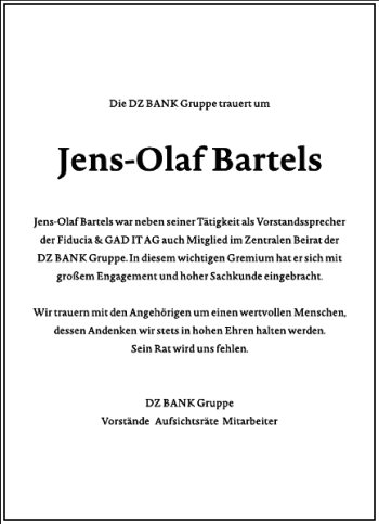 Traueranzeige von Jens-Olaf Bartels von Frankfurter Allgemeine Zeitung