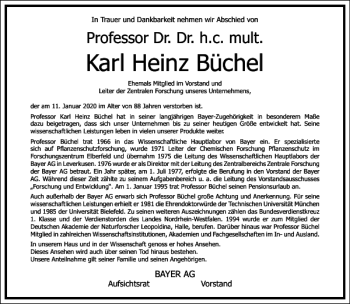 Traueranzeige von Karl Heinz Büchel von Frankfurter Allgemeine Zeitung