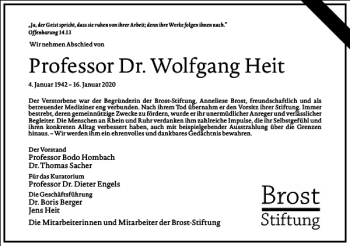 Traueranzeige von Wolfgang Heit von Frankfurter Allgemeine Zeitung