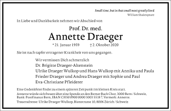 Traueranzeige von Annette Draeger von Frankfurter Allgemeine Zeitung