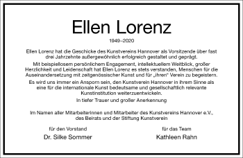 Traueranzeige von Ellen Lorenz von Frankfurter Allgemeine Zeitung
