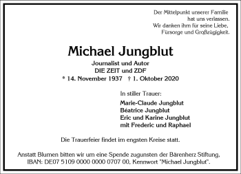 Traueranzeige von Michael Jungblut von Frankfurter Allgemeine Zeitung