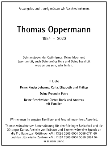 Traueranzeige von Thomas Oppermann von Frankfurter Allgemeine Zeitung