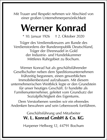 Traueranzeige von Werner Konrad von Frankfurter Allgemeine Zeitung