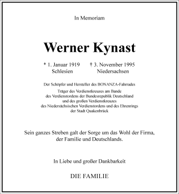 Traueranzeige von Werner Kynast von Frankfurter Allgemeine Zeitung