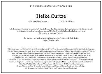 Traueranzeige von Heike Curtze von Frankfurter Allgemeine Zeitung