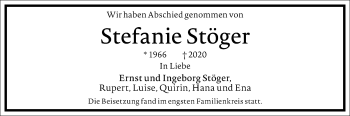 Traueranzeige von Stefanie Stöger von Frankfurter Allgemeine Zeitung