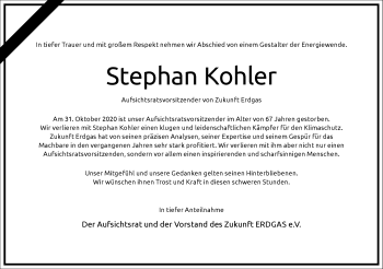 Traueranzeige von Stephan Kohler von Frankfurter Allgemeine Zeitung