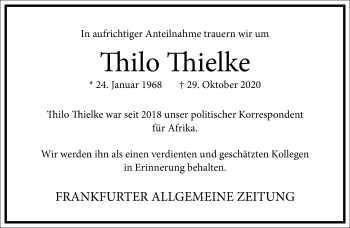 Traueranzeige von Thilo Thielke von Frankfurter Allgemeine Zeitung