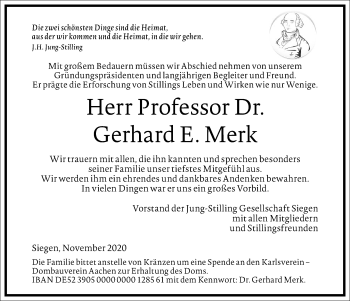 Traueranzeige von Gerhard E. Merk von Frankfurter Allgemeine Zeitung