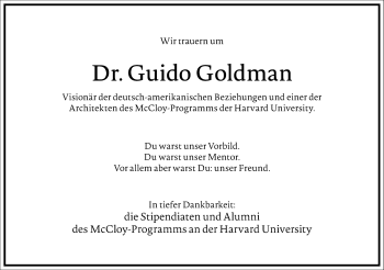 Traueranzeige von Guido Goldman von Frankfurter Allgemeine Zeitung