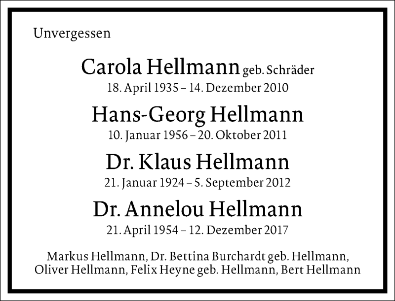  Traueranzeige für Hans-Georg Hellmann vom 12.12.2020 aus Frankfurter Allgemeine Zeitung