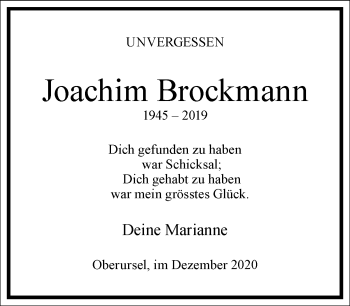 Traueranzeige von Joachim Brockmann von Frankfurter Allgemeine Zeitung