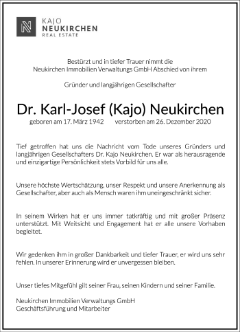 Traueranzeige von Karl-Josef  Neukirchen von Frankfurter Allgemeine Zeitung