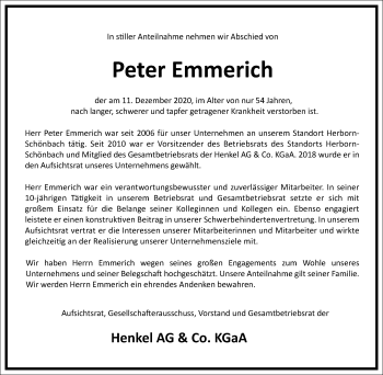 Traueranzeige von Peter Emmerich von Frankfurter Allgemeine Zeitung