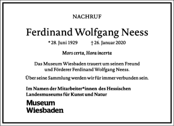 Traueranzeige von Ferdinand Wolfgang Neess von Frankfurter Allgemeine Zeitung