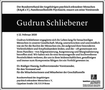 Traueranzeige von Gudrun Schliebener von Frankfurter Allgemeine Zeitung