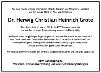 Traueranzeige von Herwig Christian Heinrich Grote von Frankfurter Allgemeine Zeitung