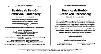 Traueranzeige von Beatrice Beatrice de Borbón von Frankfurter Allgemeine Zeitung