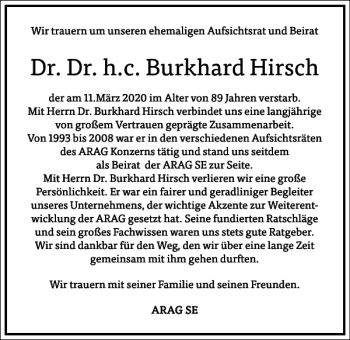 Traueranzeige von Burkhard Hirsch von Frankfurter Allgemeine Zeitung