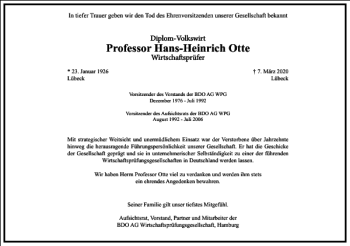 Traueranzeige von Hans-Heinrich Otte von Frankfurter Allgemeine Zeitung