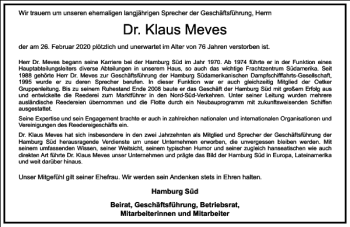 Traueranzeige von Klaus Meves von Frankfurter Allgemeine Zeitung