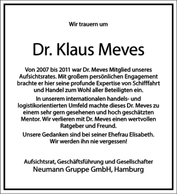 Traueranzeige von Klaus Mewes von Frankfurter Allgemeine Zeitung