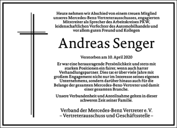 Traueranzeige von Andreas Senger von Frankfurter Allgemeine Zeitung