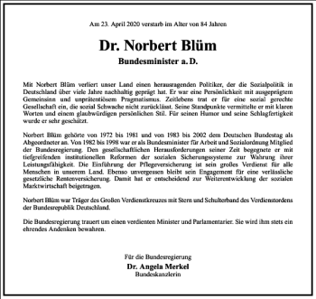 Traueranzeige von Dr. Norbert Blüm von Frankfurter Allgemeine Zeitung