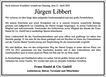 Traueranzeige von Jürgen Libbert von Frankfurter Allgemeine Zeitung