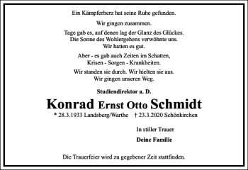 Traueranzeige von Konrad Ernst Otto Schmidt von Frankfurter Allgemeine Zeitung