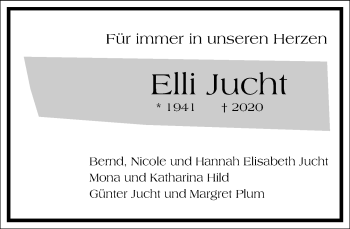 Traueranzeige von Elli Jucht von Frankfurter Allgemeine Zeitung