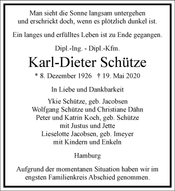 Traueranzeige von Karl-Dieter Schütze von Frankfurter Allgemeine Zeitung