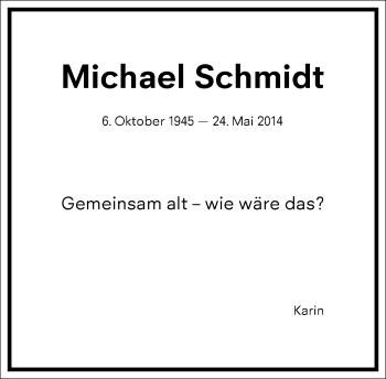 Traueranzeige von Michael Schmidt von Frankfurter Allgemeine Zeitung