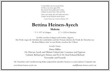 Traueranzeige von Bettina Heinen-Ayech von Frankfurter Allgemeine Zeitung