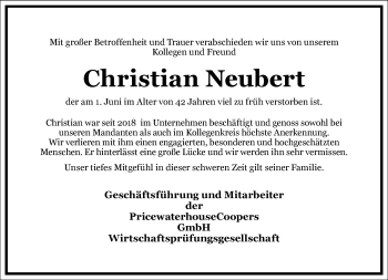 Traueranzeige von Christian Neubert von Frankfurter Allgemeine Zeitung