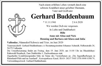 Traueranzeige von Gerhard Buddenbaum von Frankfurter Allgemeine Zeitung