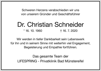 Traueranzeige von Christian Schneider von Frankfurter Allgemeine Zeitung