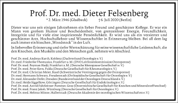 Traueranzeige von Dieter Felsenberg von Frankfurter Allgemeine Zeitung