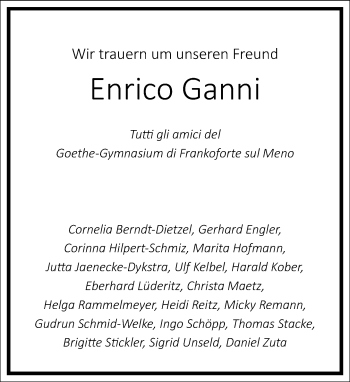 Traueranzeige von Enrico Ganni von Frankfurter Allgemeine Zeitung