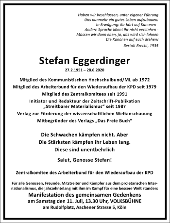 Traueranzeige von Stefan Eggerdinger von Frankfurter Allgemeine Zeitung